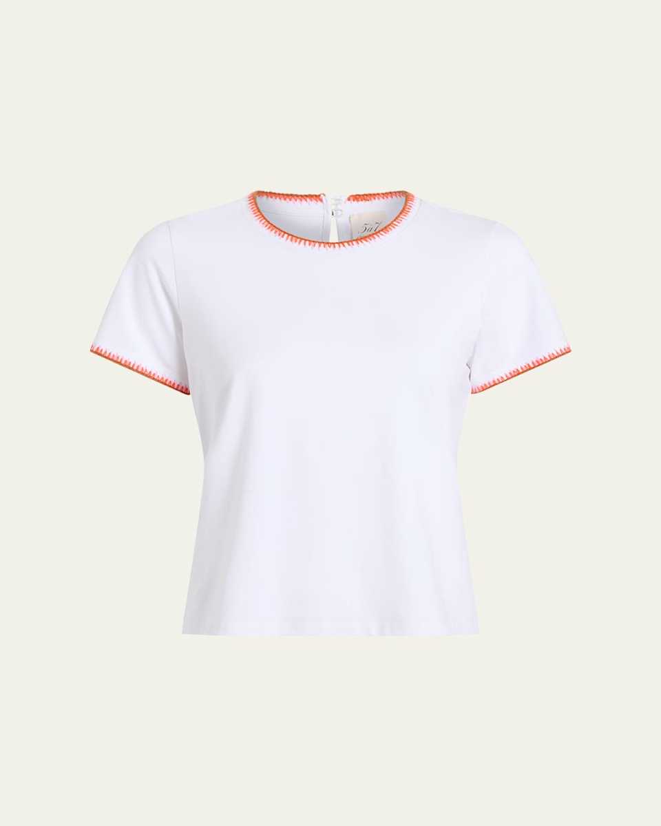 Shrunken Crochet-Trim Tee
